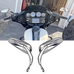 Pair Side Mirrors Rearview Chrome For Harley Touring Road King Road Street Glide - Picture 1 of 15