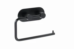 BEASY Soporte de papel higiénico negro 42x145x100 mm para baño y aseo >> para pegar - Imagen 1 de 5