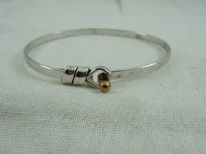 Sterling Silver Hook Gold Eye Bangle Bracelet 7.5" 925 12.5 grams - Picture 1 of 14