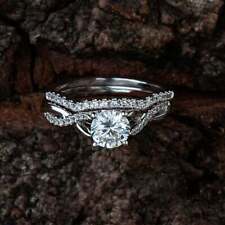 1.40Ct Round Cut Simulated Diamond Wedding Bridal Ring Set 14K White Gold Plated