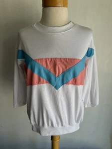 Bay Club Active Damen Vintage 80er Jahre Farbblock 3/4" Ärmel Top Shirt Gr. Medium - Bild 1 von 5