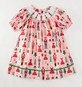 NEW Boutique Christmas Nutcracker Girls Smocked Embroidered Dress - Picture 1 of 8
