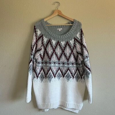 Merona Suéter Mujer XXL Fair Isle Mezcla Alpaca Manga Larga Gran Tamaño Multicolor Foto 1 de 4
