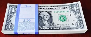 FULL BUNDLE $1-Sequentially numbered *100 X 1 DOLLAR BILLS USA NOTE CURRENCY. - Picture 1 of 6
