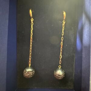 Swarovski Womens Gold Silver Rhinestones Chain Dangle And Drop Earrings