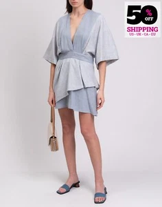 RRP €455 IRO Meral Chambrey Mini Dress FR38 US6 UK10 M Linen Blend Layered - Picture 1 of 8