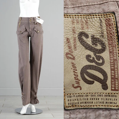 Pantalones Dolce Gabbana 24x38 Diseñador Sarga Taupe Supermodelo Longitud Extra Largos XS Foto 1 de 4