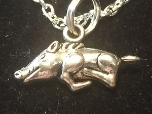 Razorbacks Wild Hog Boar Pig Arkansas Charm Tibetan Silver Necklace 18"  - Picture 1 of 3