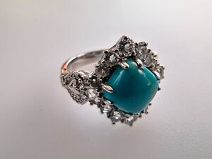 Smithsonian Inst. Sterling Silver Turquoise Ring Fine Jewelry Sz 9 Band