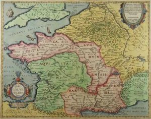 FRANKREICH GALLIEN PARIS KARTE ORTELIUS 1595 Galliae Veteris Typus GRAVURE CARTE - Picture 1 of 2