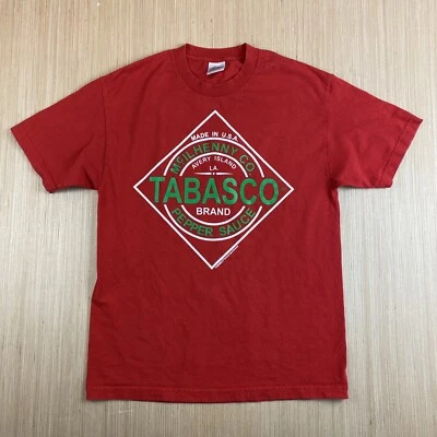 Винтажная мужская футболка Tobasco Brand Sportswear большая красная графическая футболка сделано в США - Изображение 1 из 4