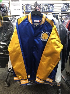 Chaqueta de satén Mitchell & Ness Golden State Warriors NBA color bloqueado XL Foto 1 de 3