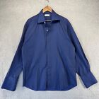 Gala Dress Shirt Mens 42 Blue Striped Button Long Sleeve Italy Made Cotton Men's