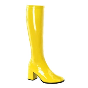Super Hero Villain Cosplay Hippy Rave Club 60s 70s Yellow Gogo Boots - Picture 1 of 17
