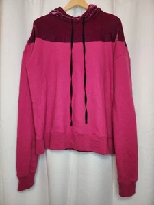 Ben Taverniti Unravel Project Hoodie Sweater L Fuchsia Silk Blend Velour - Picture 1 of 12
