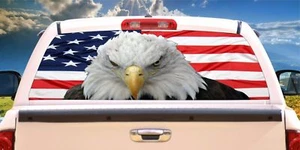 Eagle #6 US American Flag Rear Window Graphic Truck RV Mural Tint Perf Decal - Imagen 1 de 3