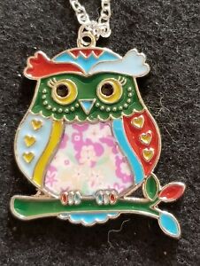 Women Lady Lovely Silver Plated Printing Enamel Animal Owl Pendant Necklace Gift