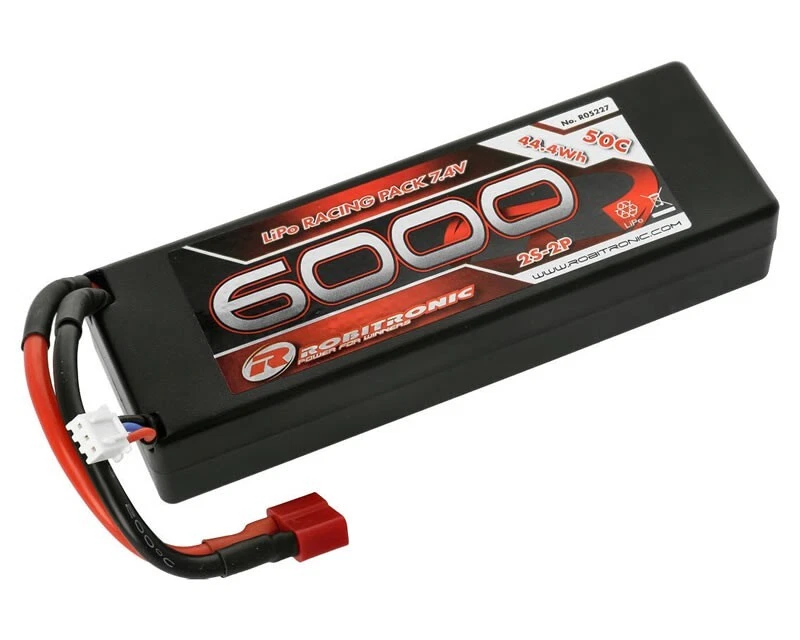 Robitronic Lipo 7 4v 6000mah 50c 2s-2p Racing Pacco Presa T