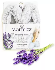 $30 Warmies Womens Microwavable Slippers Lavender Marshmallow Gray Size 6-10 NEW - Picture 1 of 7