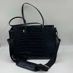 Beis Large Work Tote Black Carry On Alligator Print Laptop Bag - Picture 1 of 10