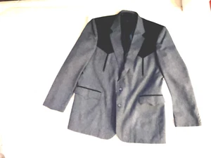 Circle S Mens Western Blazer Gray with Black Trim Size 48L - Picture 1 of 7