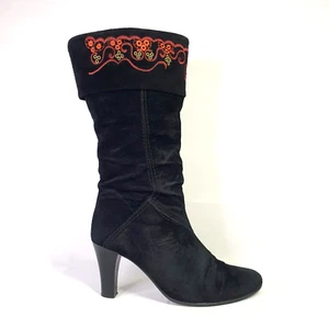 Clarks Calf Boots Black Suede Leather Heels Size 5 - Picture 1 of 12