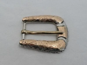 Awesome Taxco Sterling Silver & 10K Gold Southwest Belt Buckle V-14 - Picture 1 of 6