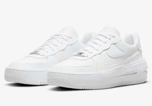 W Nike Air Force 1 PLT.AF.ORM AF1 Triple White DJ9946 100 Women's Shoe Size 8.5W - Picture 1 of 14