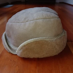 Warm Corner Sheepskin Shearling Trapper Hat Tan Lambskin Leather Large Lanark - Picture 1 of 10