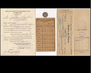 Set 3 COSECHERO CAFE BANCO PONCE Puerto Rico Ficha Token Vale Coffee Cheque lot - Picture 1 of 6