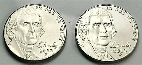 2012  P & D  Jefferson Nickel - BU Set Pulled From OBW Rolls Cover