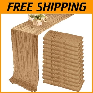 Vintage Boho Table Runner - 12 Pack 10Ft Rustic Cheese Cloth - Picture 1 of 9