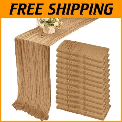 Vintage Boho Table Runner - 12 Pack 10Ft Rustic Cheese Cloth - Image 1 of 4