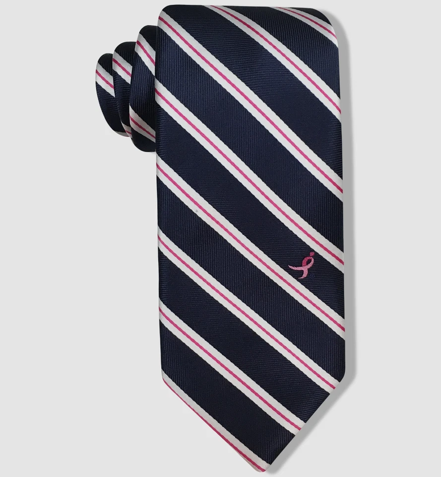 Susan G. Komen 男式蓝色/粉色条纹领带 58X3 — 第 1/1 张图片