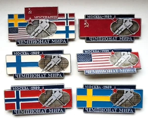 Sport Hockey Complete Set of 6 Very Rare USSR Soviet russian badges pins 1989 - Picture 1 of 10