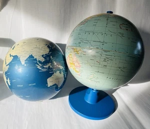 Scan-Globe A/S Denmark Desktop 6” Globes Vintage Metal Plastic Interchangeable - Picture 1 of 7