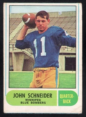 1968 OPC CFL #68 John Schneider ROOKIE Winnipeg Blue Bombers LOWER GRADE - Imagem 1 de 2