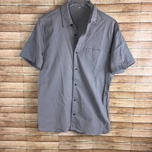 Lululemon Shirt Mens LRG Gray Snap To It Mesh Short Sleeve Button Up - Picture 1 of 6