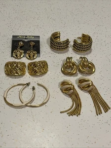 Vintage Ohrringe 6 Paar goldfarbene Pfosten - Bild 1 von 14