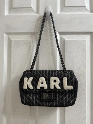 Karl Lagerfeld Black Leather Bag - Image 1 of 4