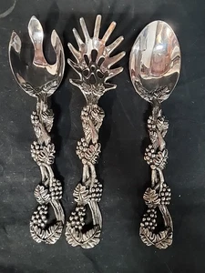Vintage Silverplate Salad Serving Set- Ornate Grapes/Leaves - Picture 1 of 13
