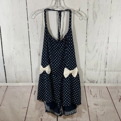 Mameluco Free People L Azul Lunares Pajarita Relajada Boho Playa Ventosa Ambiente de Sol Foto 1 de 4