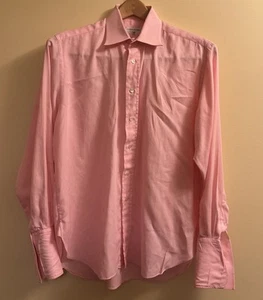 ALFRED DUNHILL Men's Pink Long Sleeve Button Up Shirt 16.5 42 L French Cuff - Picture 1 of 8