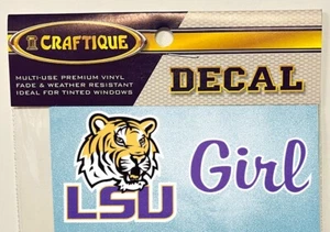LSU TIGERS LSU GIRL Vinyl Decal 6" Car Window Sticker Louisiana State - Picture 1 of 1