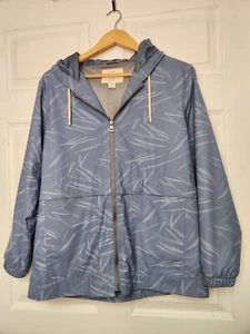 Marca Impermeable Mujer Chaqueta de Lluvia con Capucha Pequeña Azul Tropical Bolsillos Frontales - Imagen 1 de 7