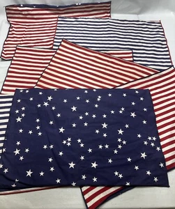 🧺 7 Longaberger “All American” Placemats 17”X12” Red Wht Blue Reversable STARS - Picture 1 of 24