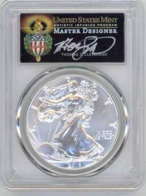 2018 W SILVER EAGLE PCGS MS70 THOMAS CLEVELAND SIGNATURE TORCH LABEL FDOI - Image 1 of 2