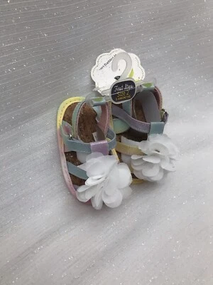 Sandalias First Steps by Stepping Stones bebé niña arco iris flor brillo talla 2 Foto 1 de 4