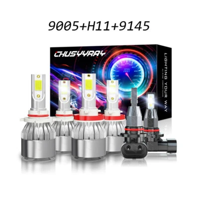 CHUSYYRAY For RAM 1500 2500 2013-2018 Combo 6x 6500K LED Headlight Hi/Lo + Fog Light Bulbs