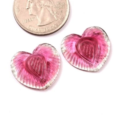 Loose Gemstone Natural Certified Bio Tourmaline Hand Carved Fancy Heart A461 - Image 1 of 3